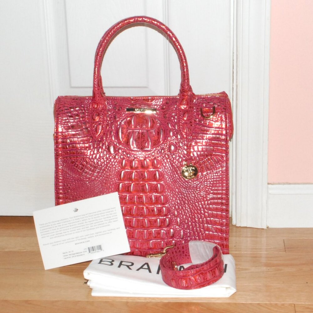 Brahmin Caroline Red Dragon Melbourne Satchel